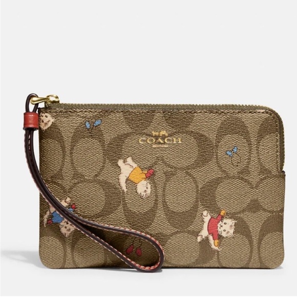 Coach Wristlet In Signature Canvas With Cat Mittens Print - Picture 2 of 4
